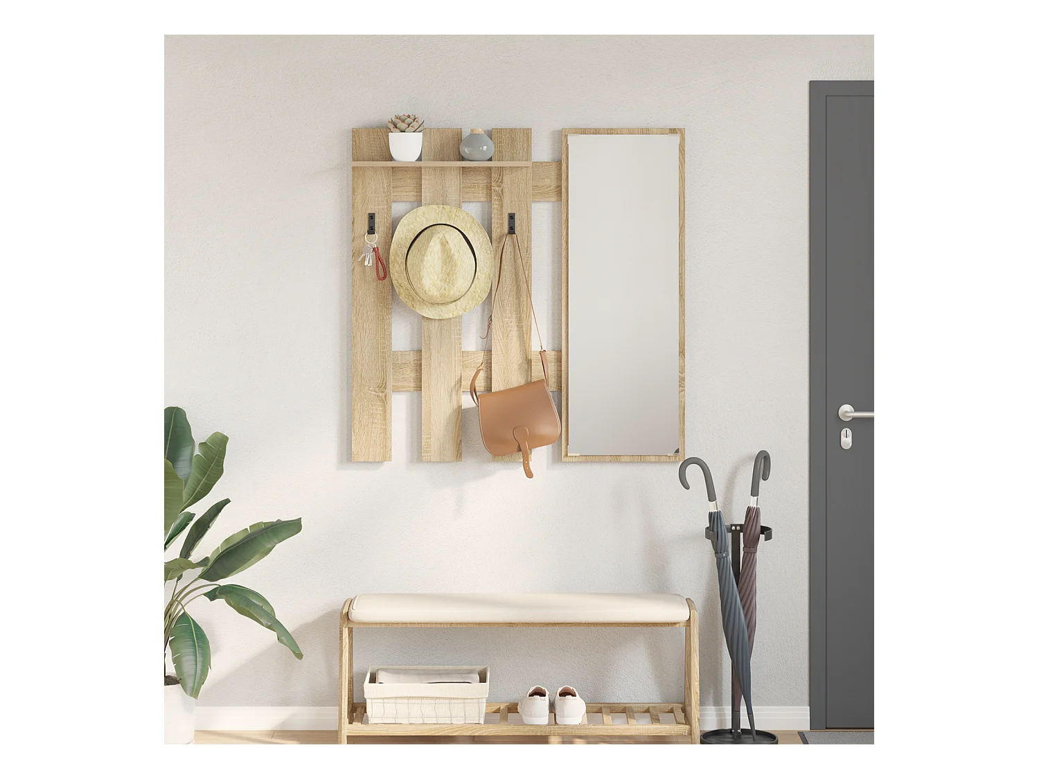 Appendiabiti da parete in rovere Sonoma 100 x 10 x 100 cm