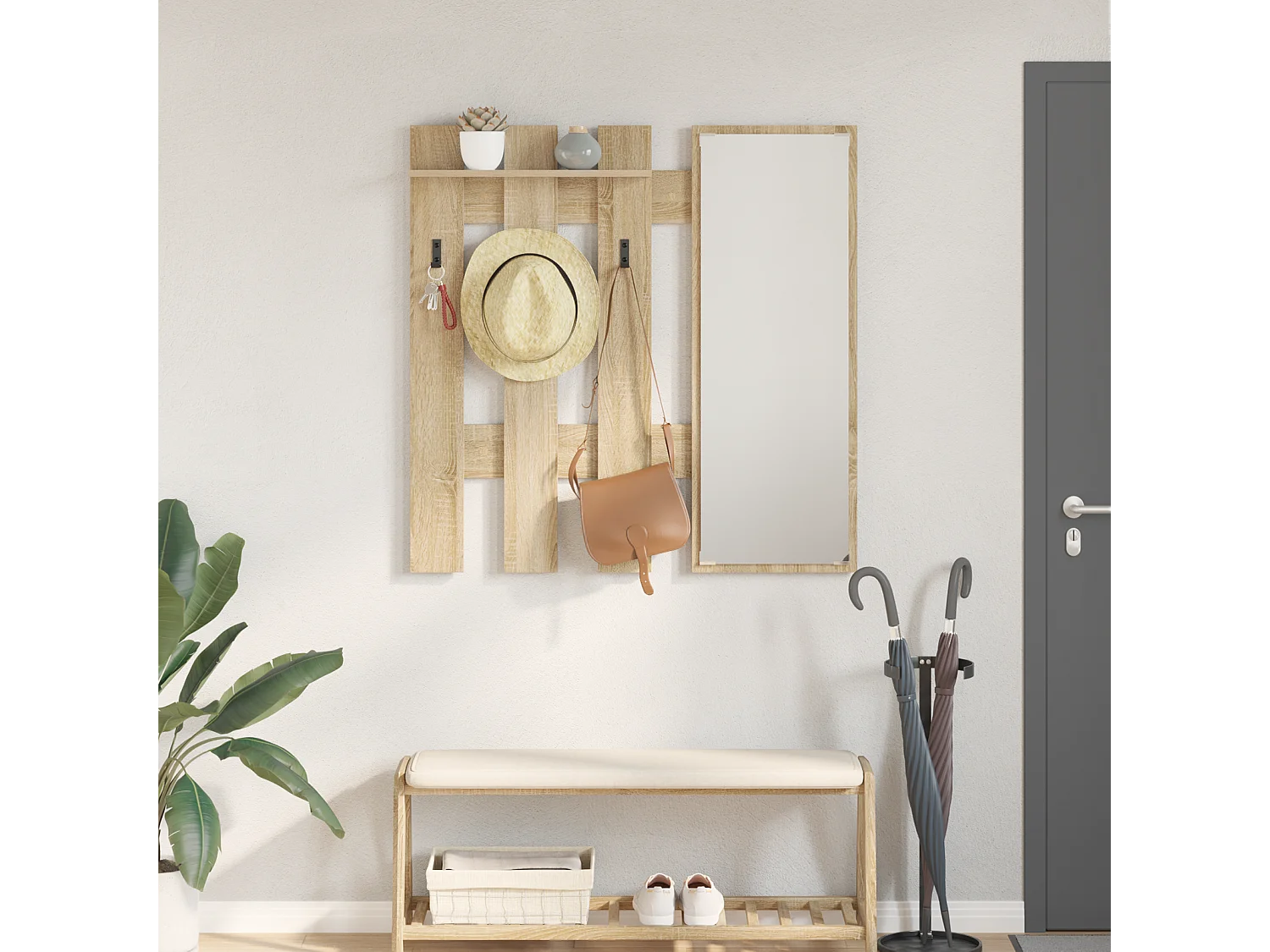 Porte-manteau mural Chêne Sonoma 100 x 10 x 100 cm