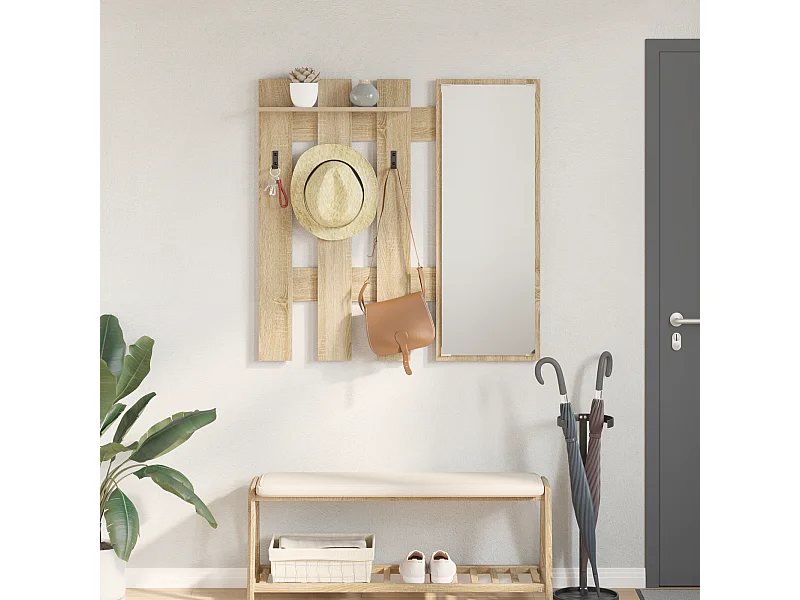 Wandgarderobe aus Sonoma-Eiche, 100 x 10 x 100 cm