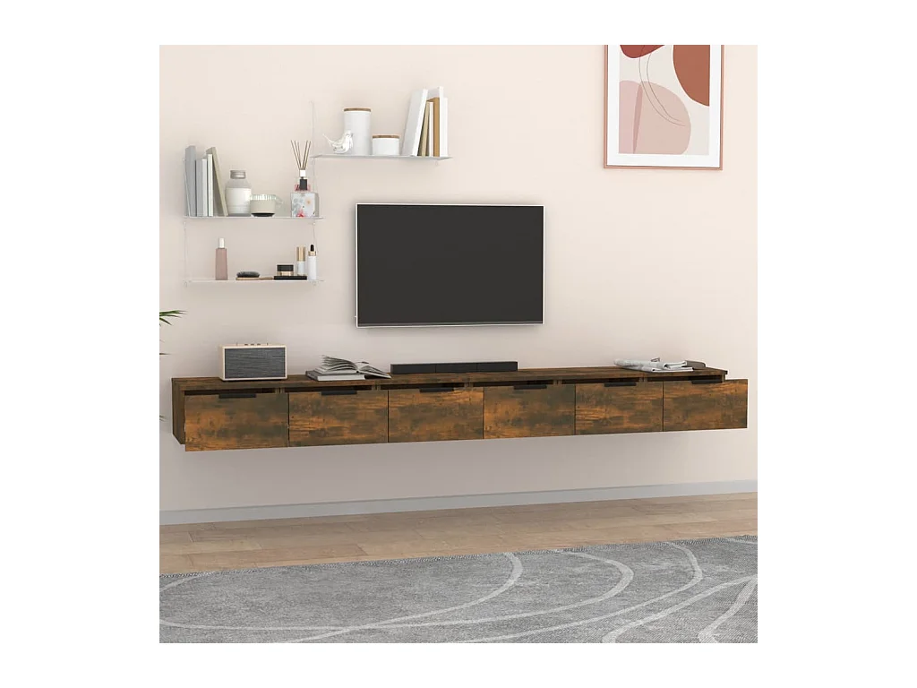 Armoires murales 2pcs Chêne fumé 102x30x20 cm Bois d'ingénierie