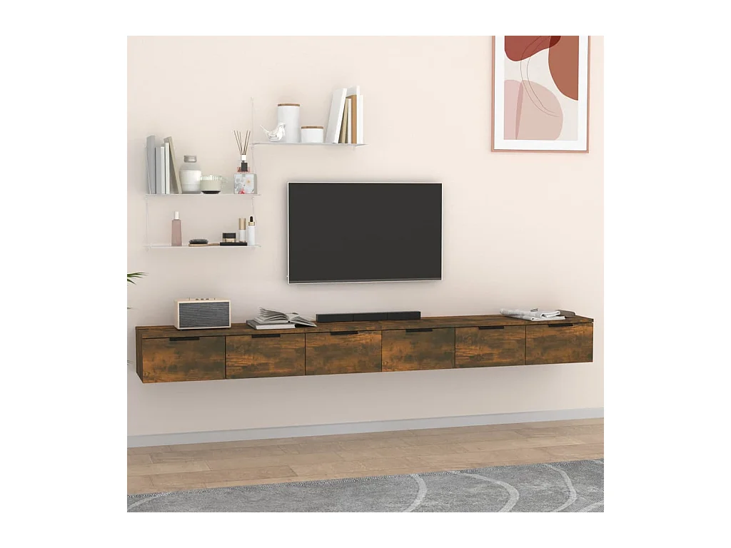 2-delige wandkasten Gerookt eiken 102x30x20 cm Technisch hout