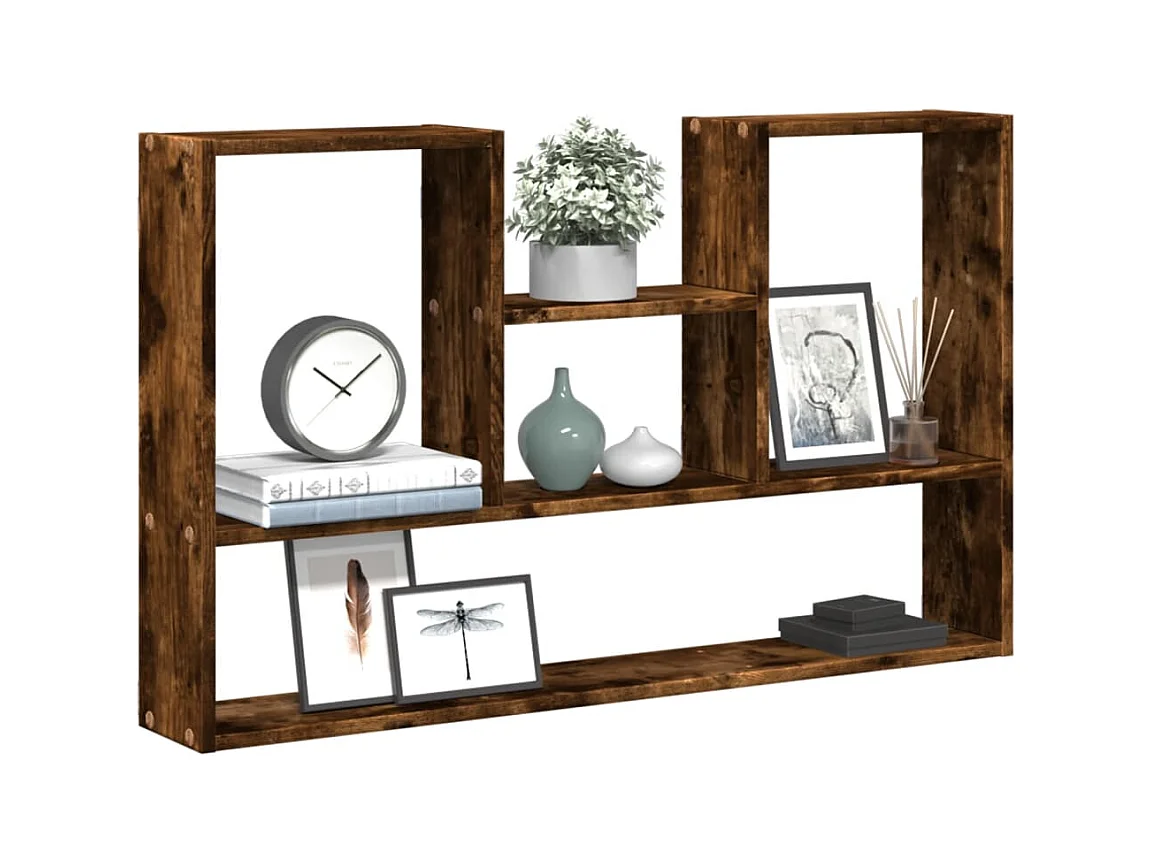 Gerookte eikenhouten wandplank 99x15x60 cm bewerkt hout