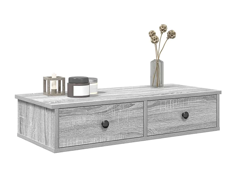 Estante de pared de madera de ingeniería gris Sonoma con cajones