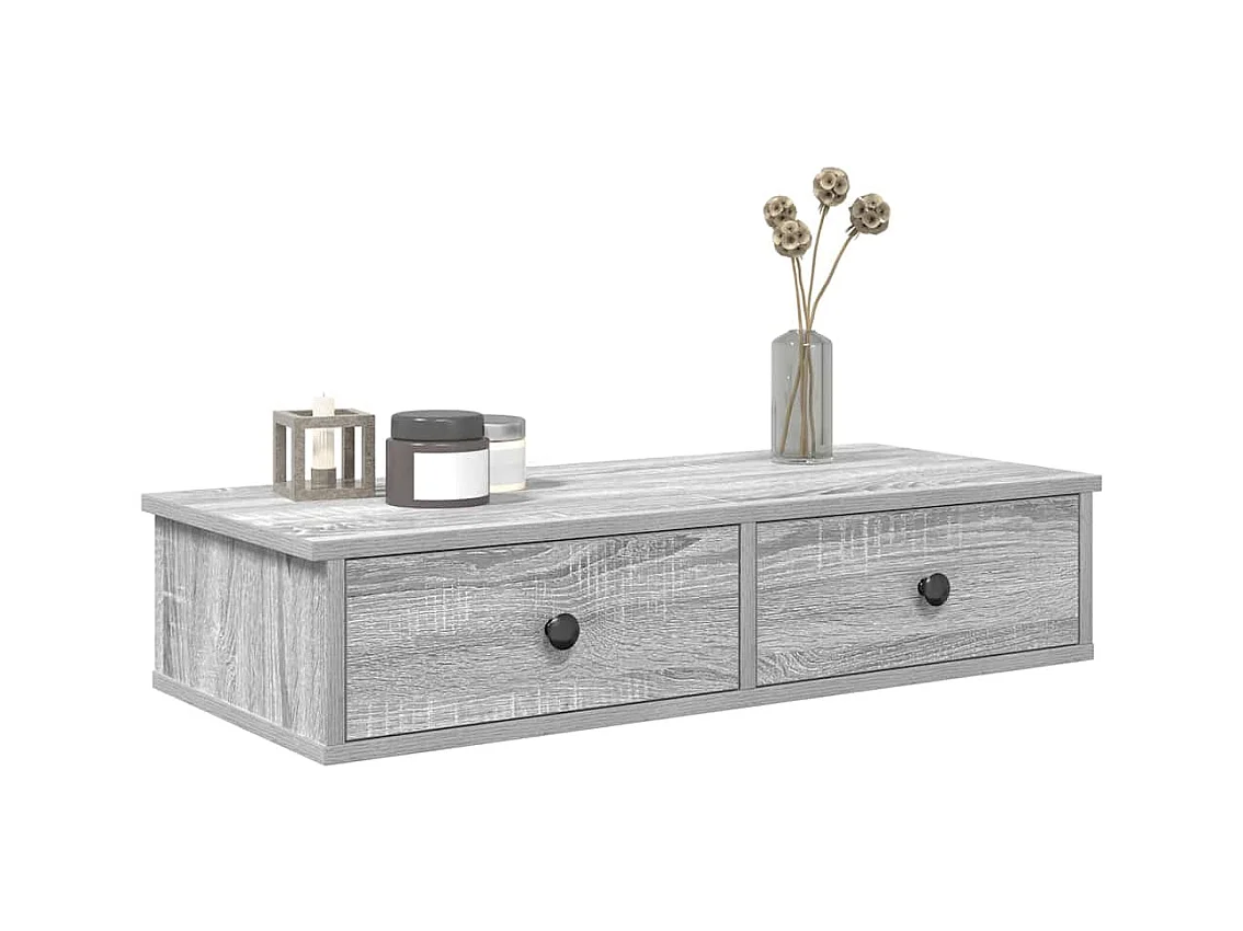 Étagère murale avec tiroirs sonoma gris bois d'ingénierie