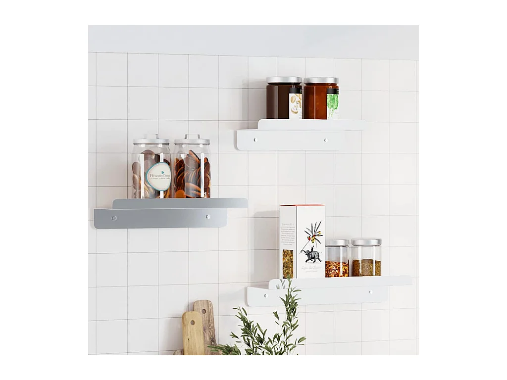Estantes de pared de 3 piezas de acero inoxidable plateado