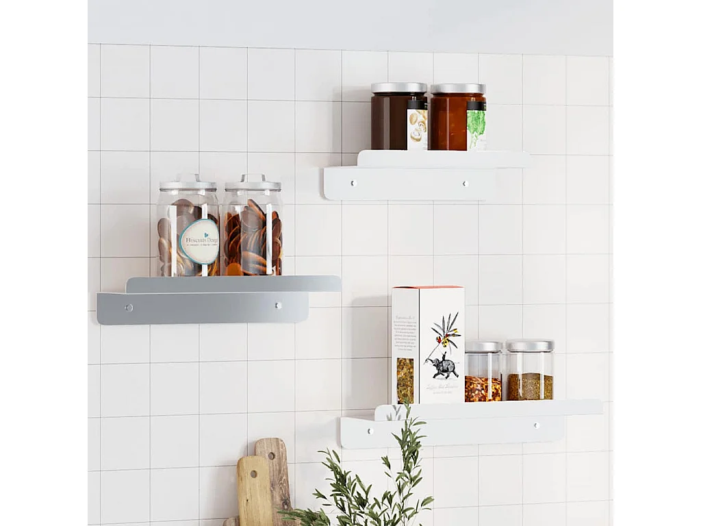 Estantes de pared de 3 piezas de acero inoxidable plateado
