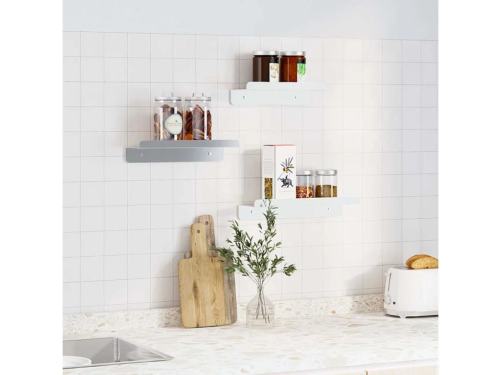 Estantes de pared de 3 piezas de acero inoxidable plateado