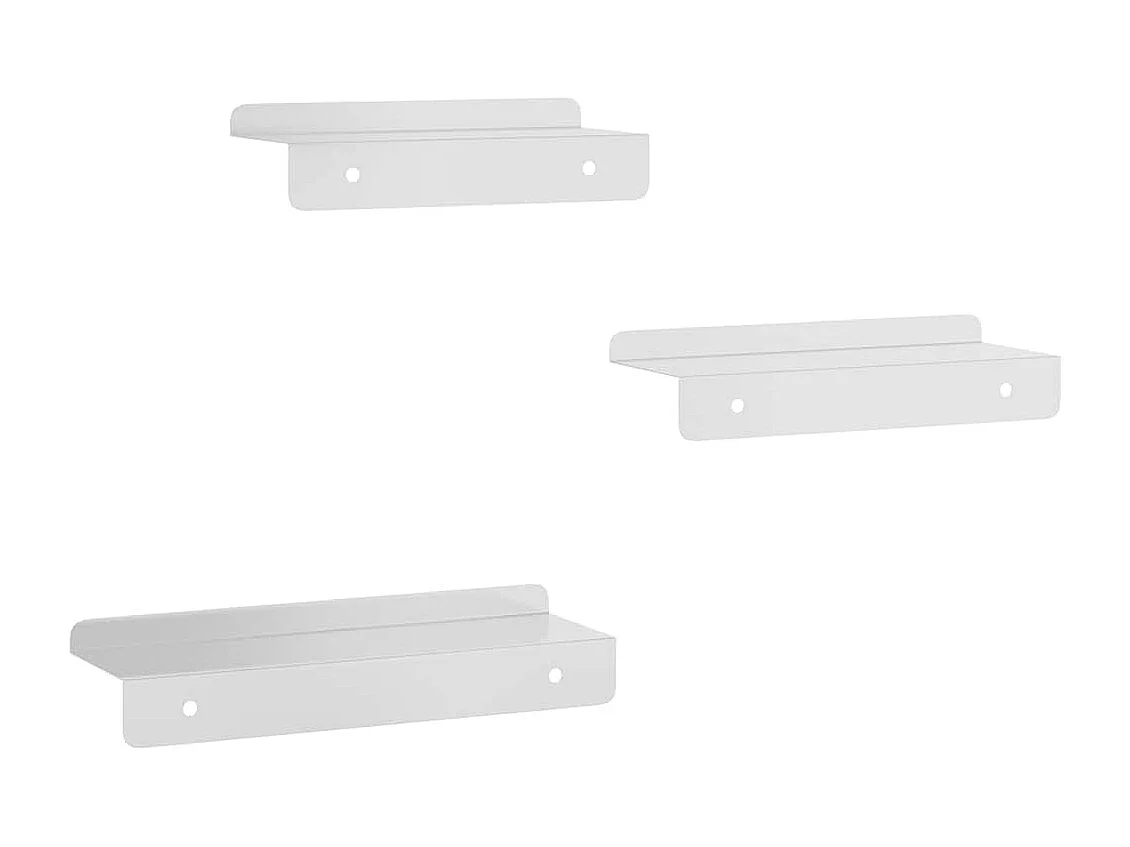 Estantes de pared de 3 piezas de acero inoxidable plateado