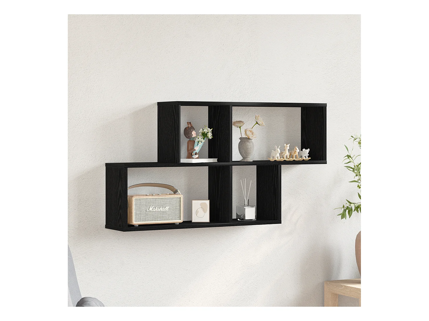 Mobiletto da parete in rovere nero 76x15x53 cm in legno ingegnerizzato