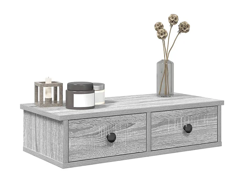 Estante de pared de madera de ingeniería gris Sonoma con cajones