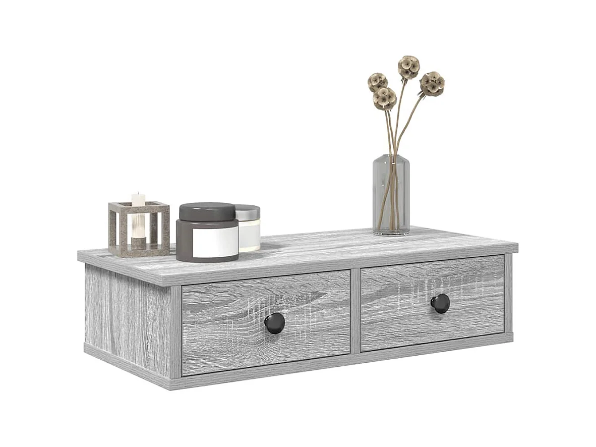 Mensola da parete in legno ingegnerizzato grigio Sonoma con cassetti