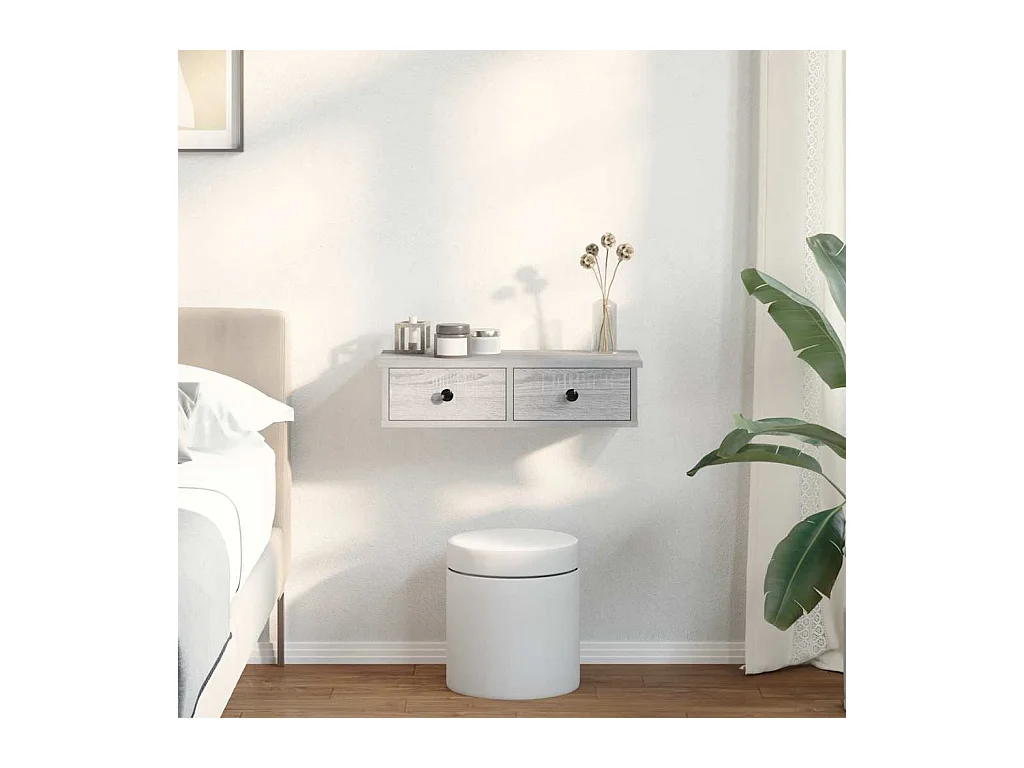 Mensola da parete in legno ingegnerizzato grigio Sonoma con cassetti