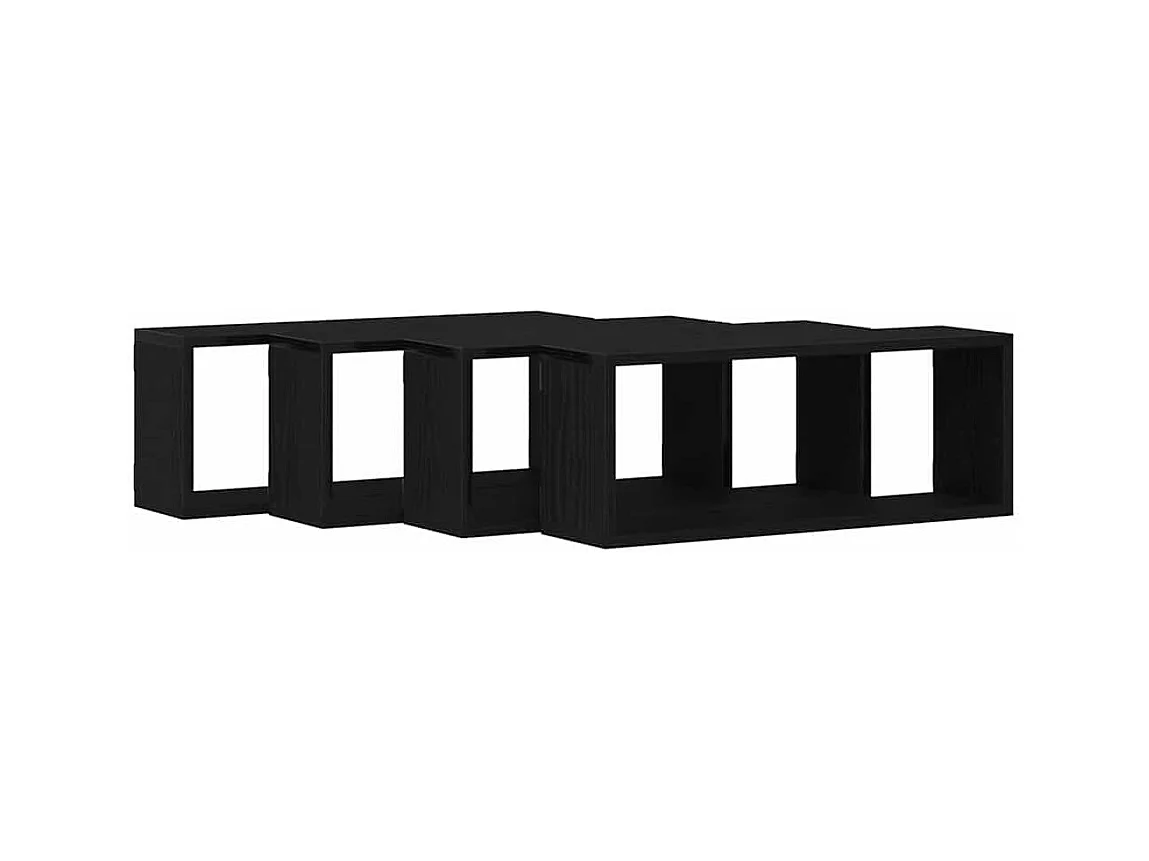 Set de 4 étagères murales - Chêne noir - 60x15x23 cm - Fabriqué en bois reconstitué
