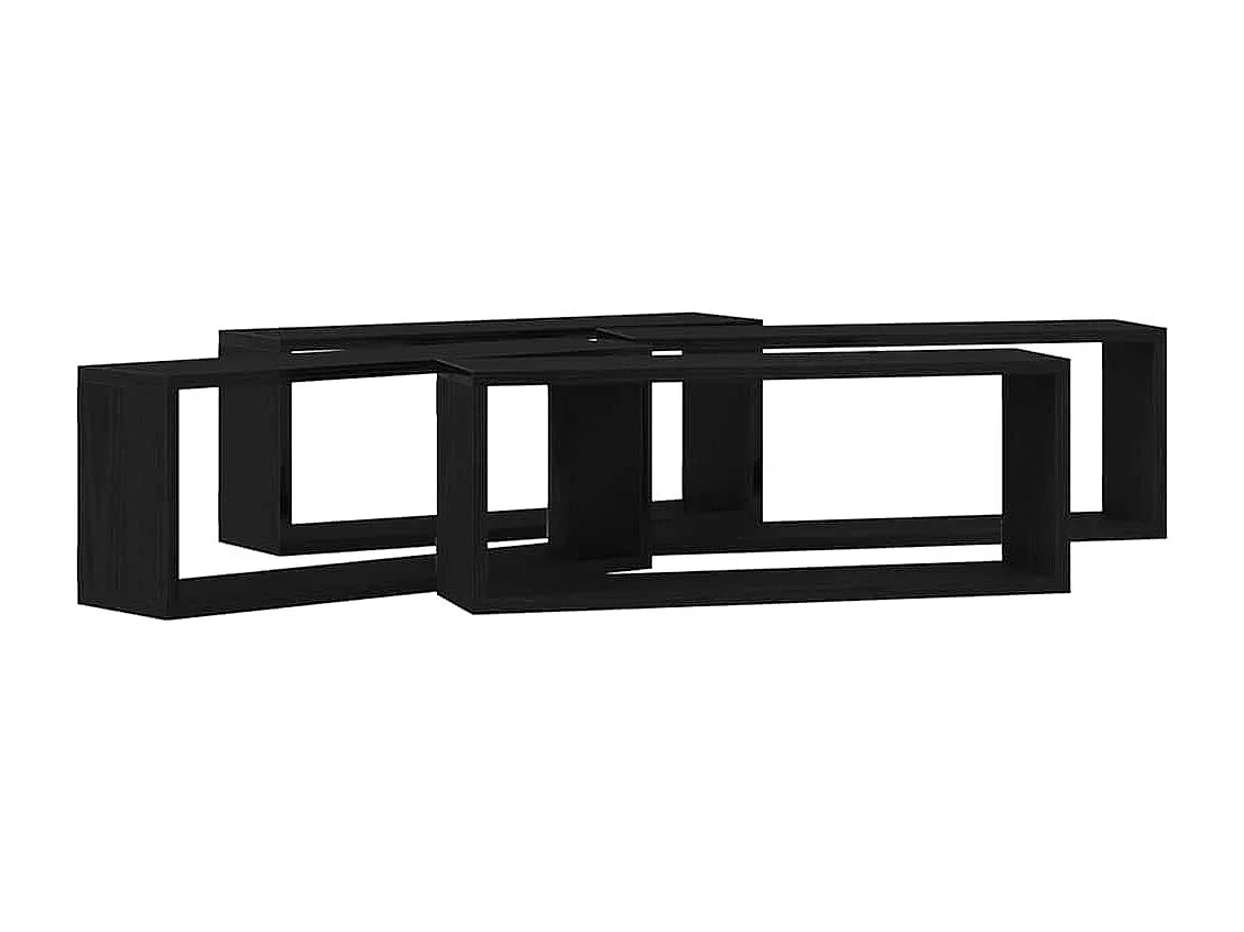 Set van 4 wandplanken - Zwarte eik - 60x15x23 cm - Gemaakt van gereconstrueerd hout