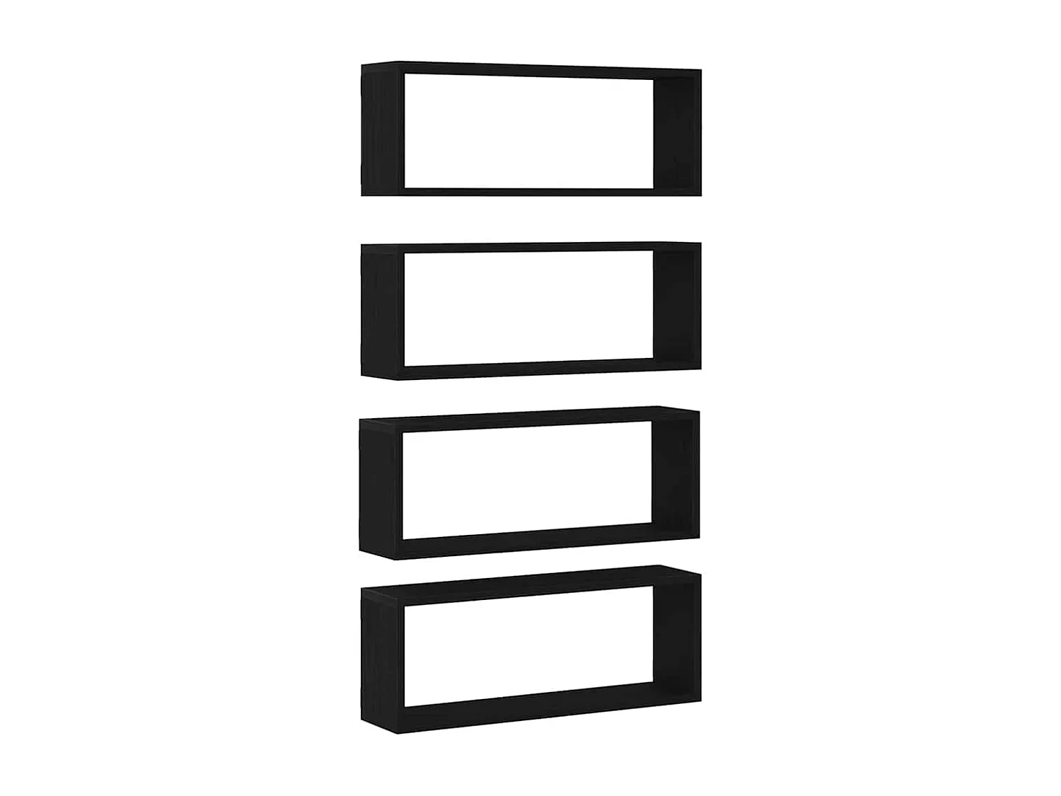 Set van 4 wandplanken - Zwarte eik - 60x15x23 cm - Gemaakt van gereconstrueerd hout