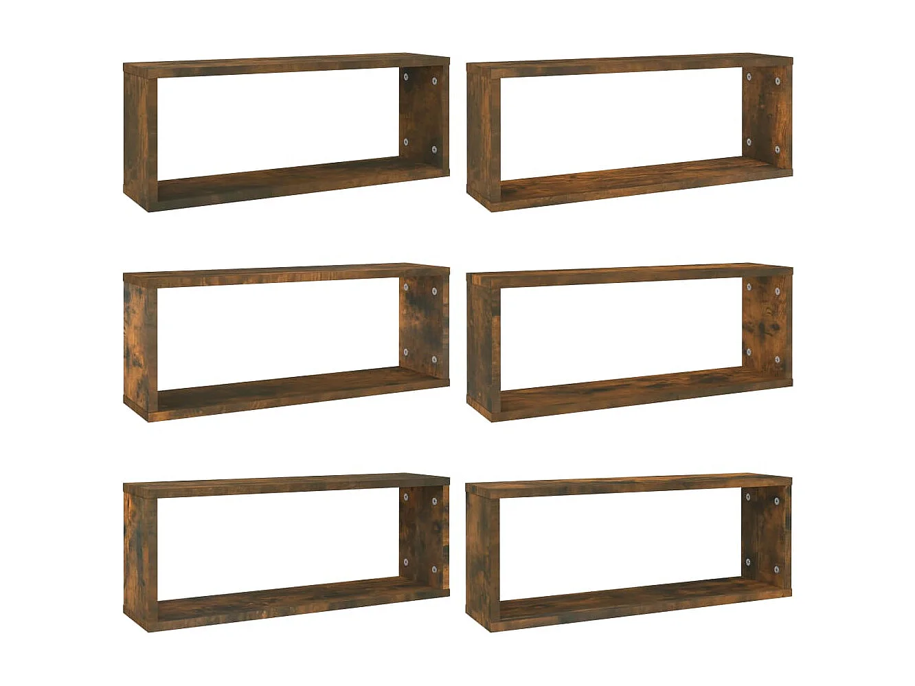 Étagères murales cube 6 pcs Chêne fumé 60x15x23 cm Bois