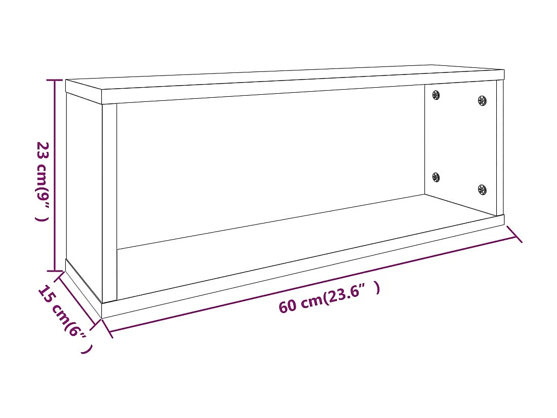 Étagères murales cube 6 pcs Chêne fumé 60x15x23 cm Bois