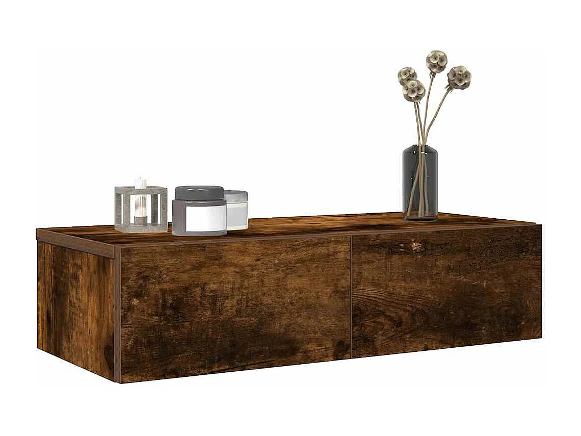 Étagère murale avec tiroirs chêne fumé bois d'ingénierie