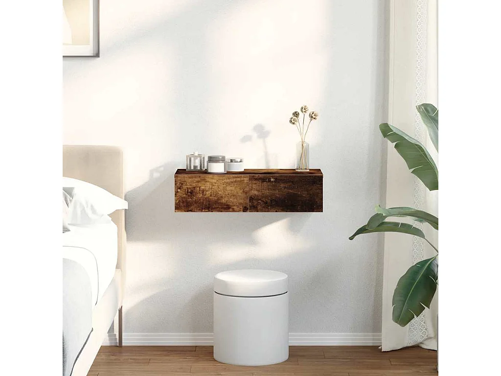 Étagère murale avec tiroirs chêne fumé bois d'ingénierie