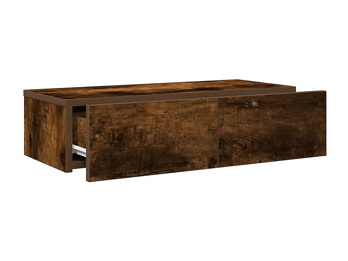 Étagère murale avec tiroirs chêne fumé bois d'ingénierie