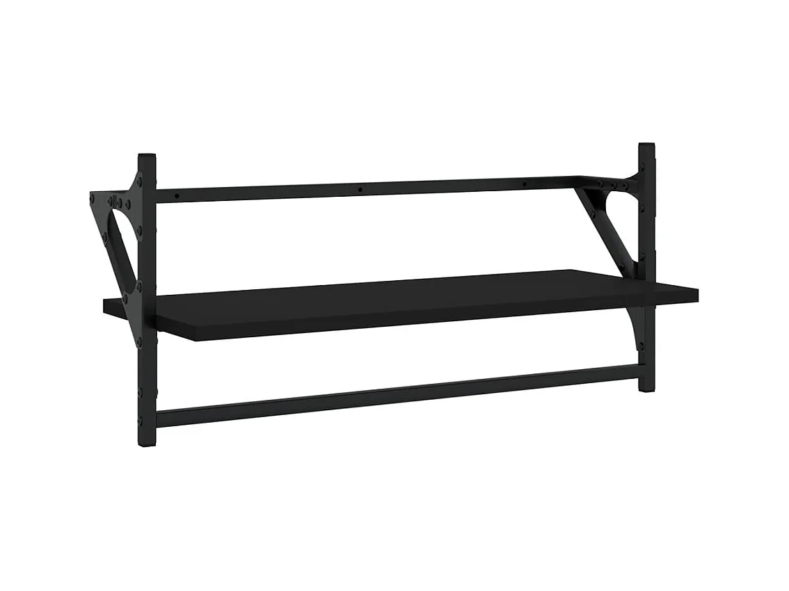 Set di 4 mensole da parete in legno ingegnerizzato nero