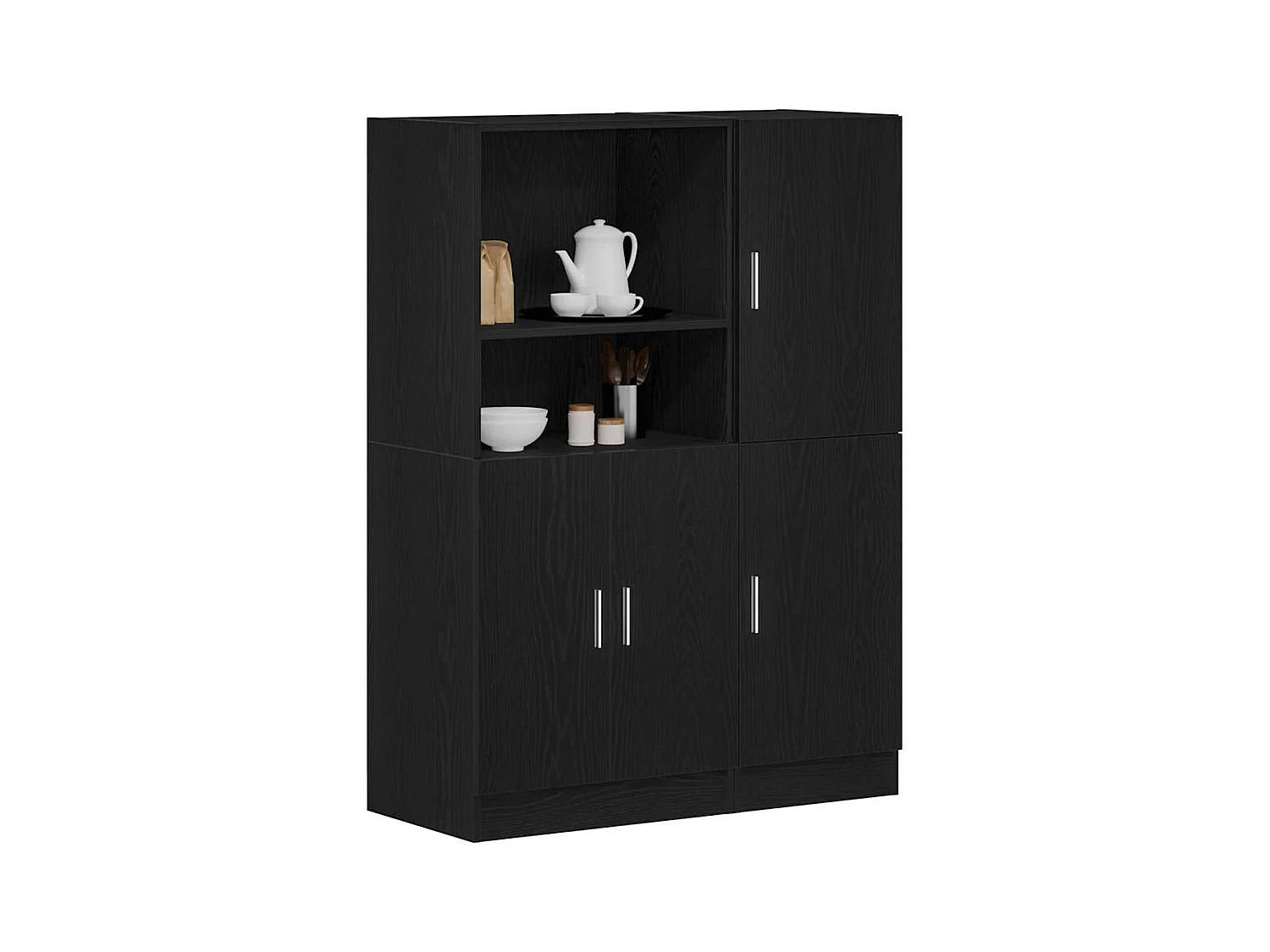 Ensemble d'armoires de cuisine 2 pcs noir bois d'ingénierie