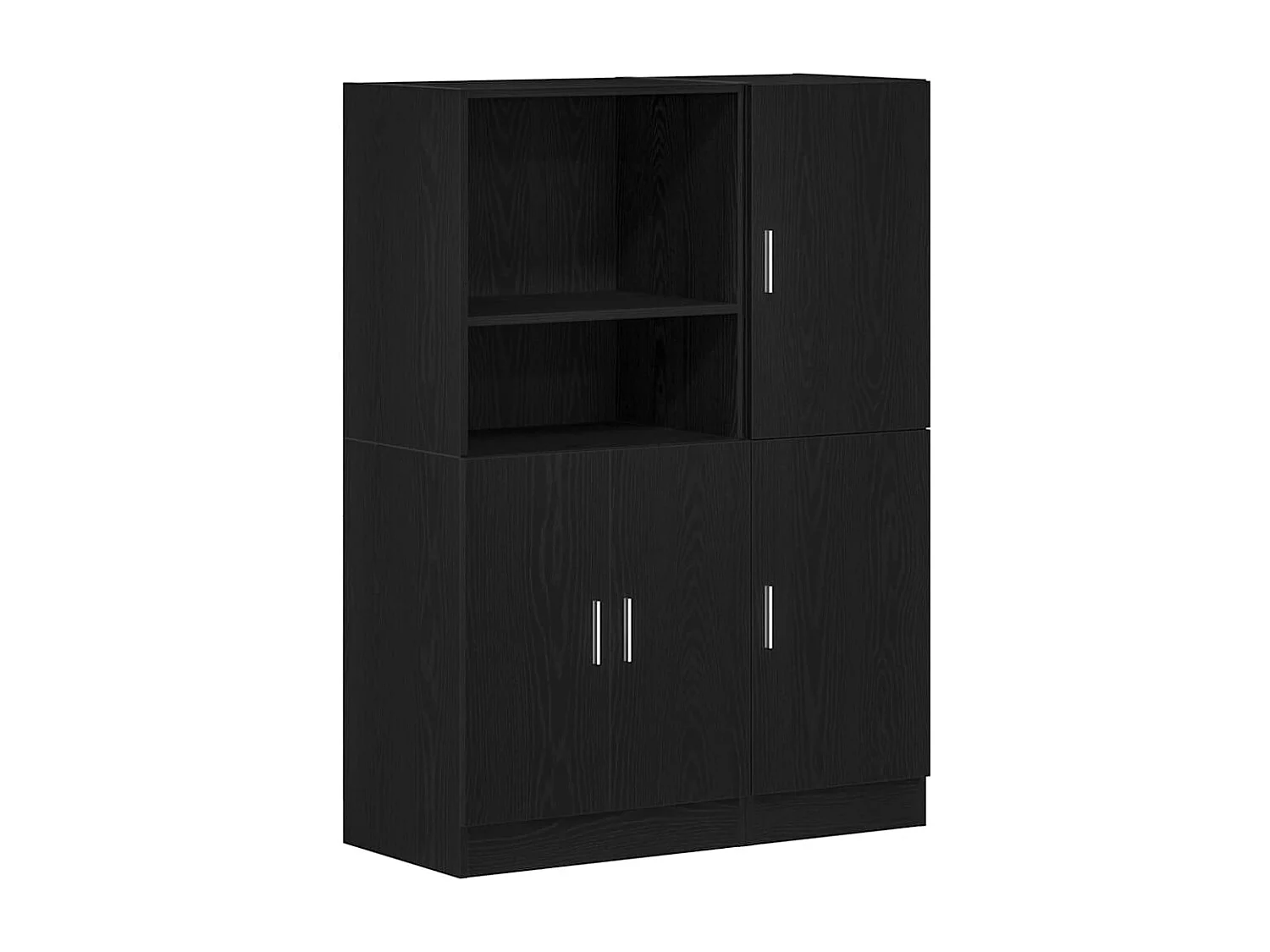 Set di mobili da cucina in legno ingegnerizzato nero, 2 pezzi