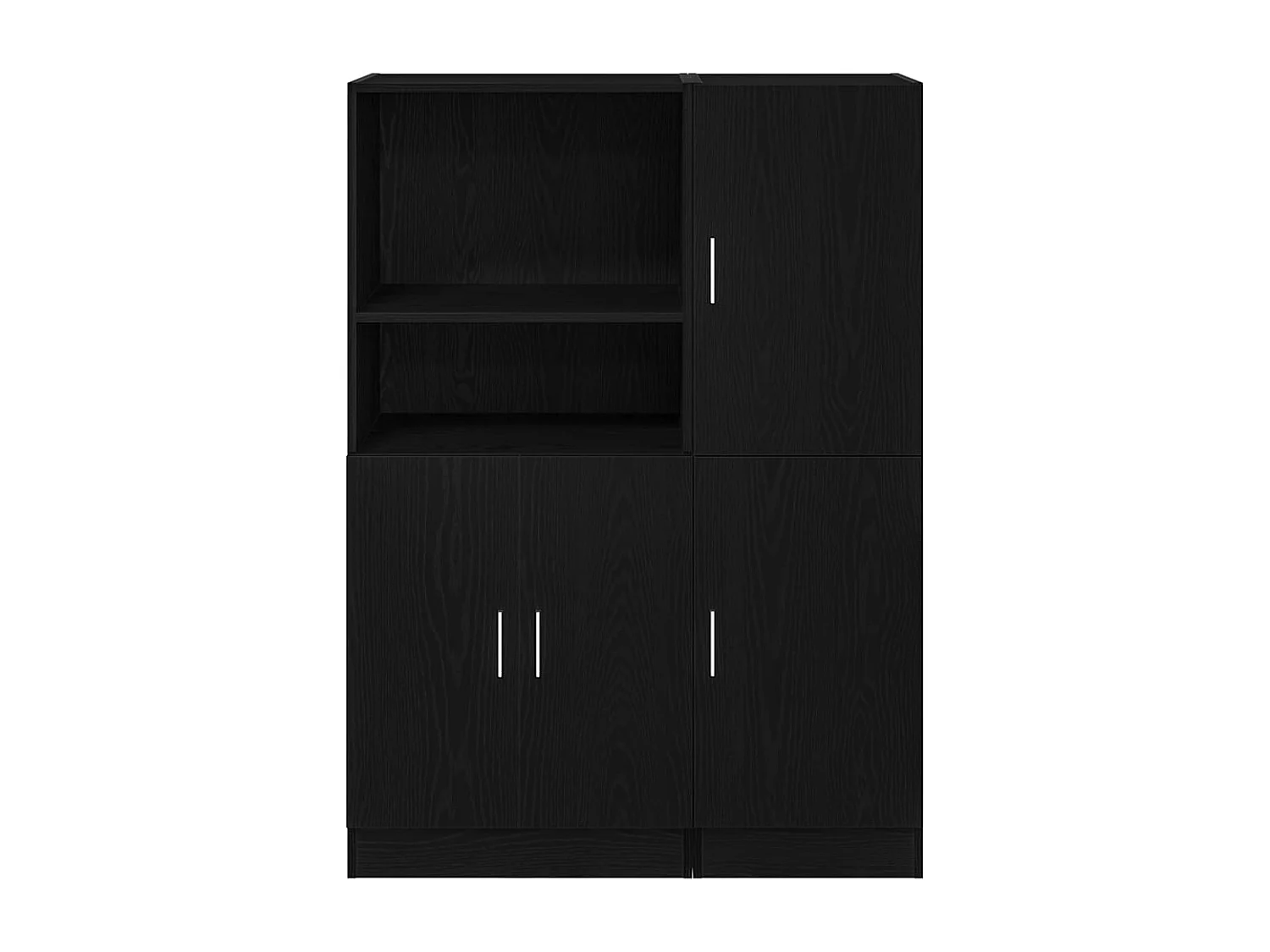 Set di mobili da cucina in legno ingegnerizzato nero, 2 pezzi