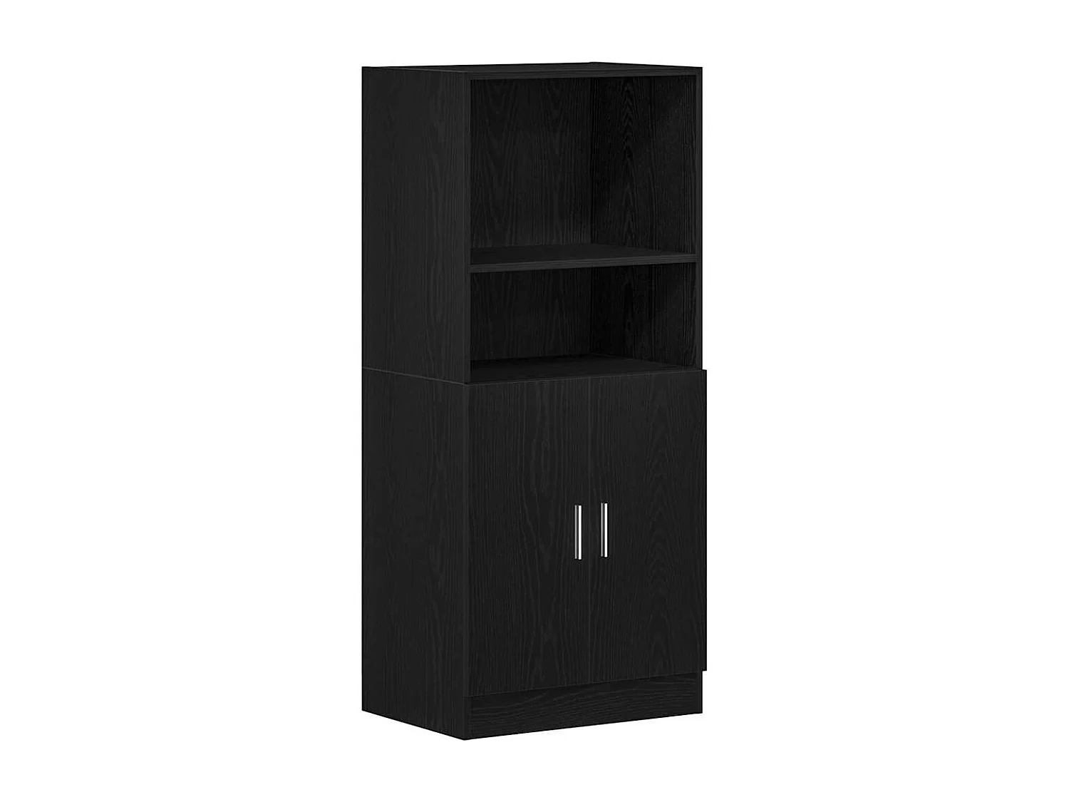 Set di mobili da cucina in legno ingegnerizzato nero, 2 pezzi