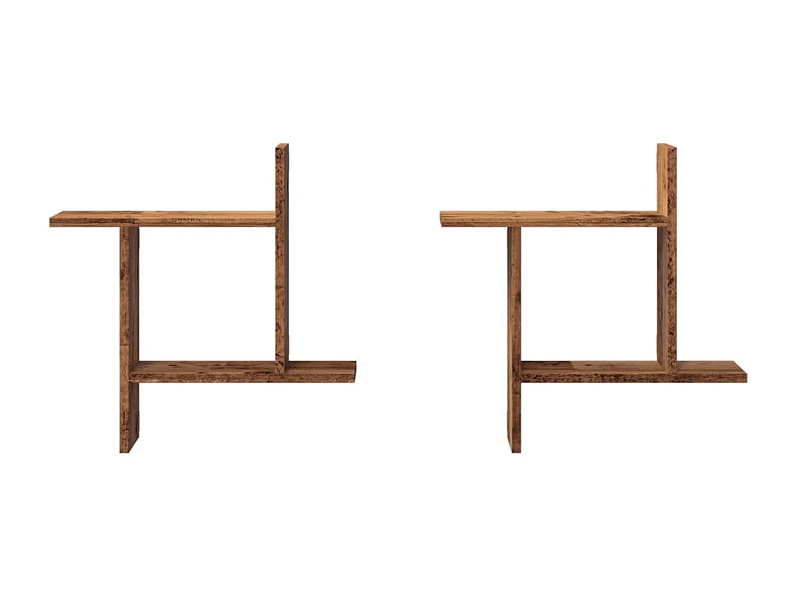 Wandplanken 2 stuks oud hout 50x12x50 cm bewerkt hout