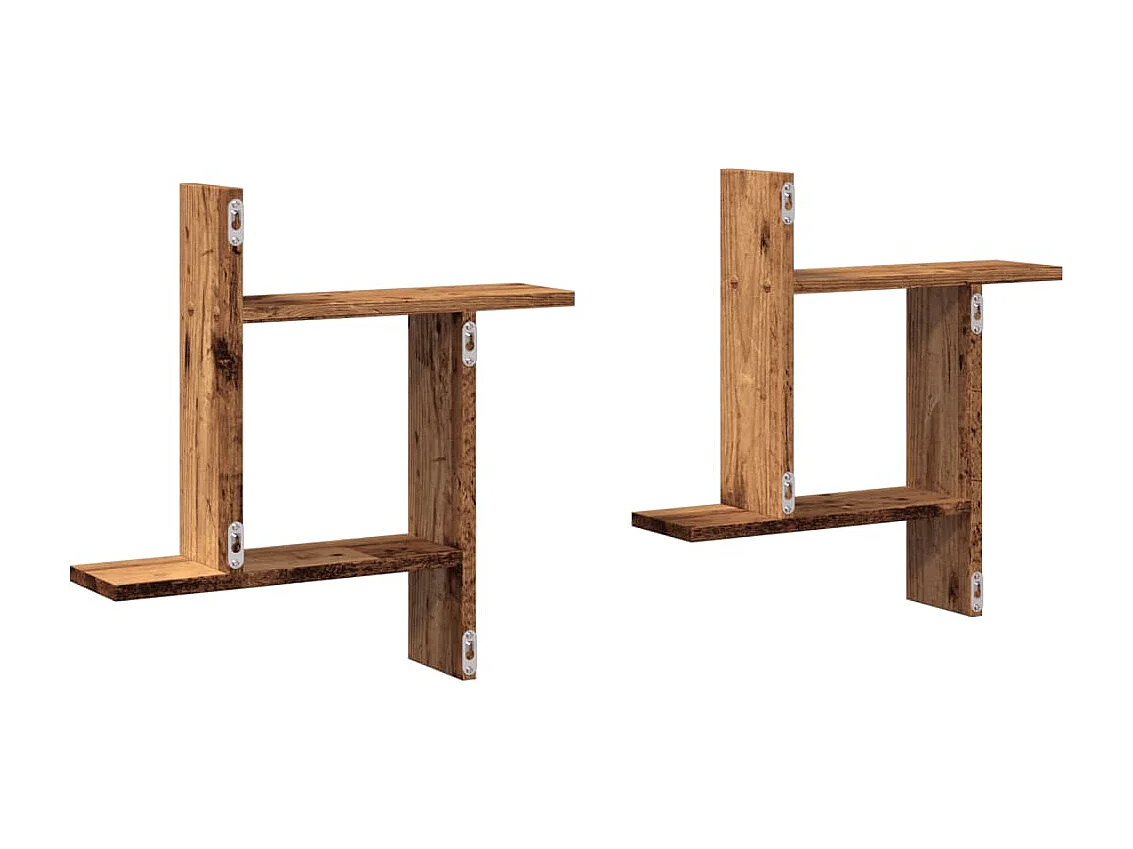 Wandplanken 2 stuks oud hout 50x12x50 cm bewerkt hout