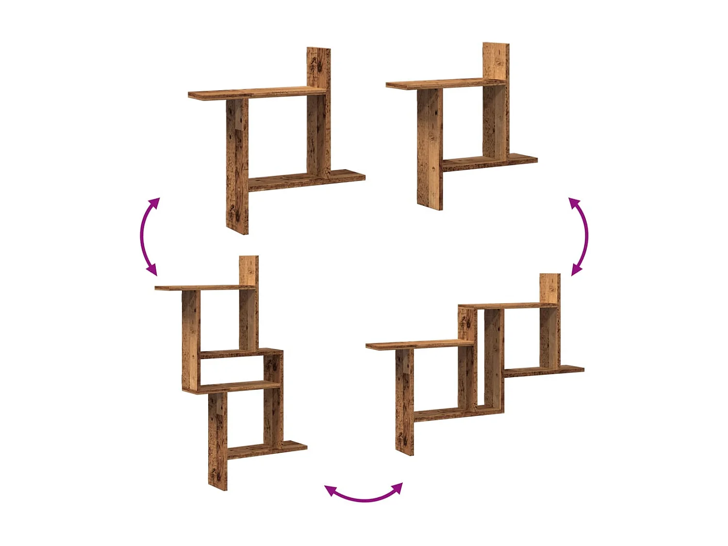 Wandplanken 2 stuks oud hout 50x12x50 cm bewerkt hout