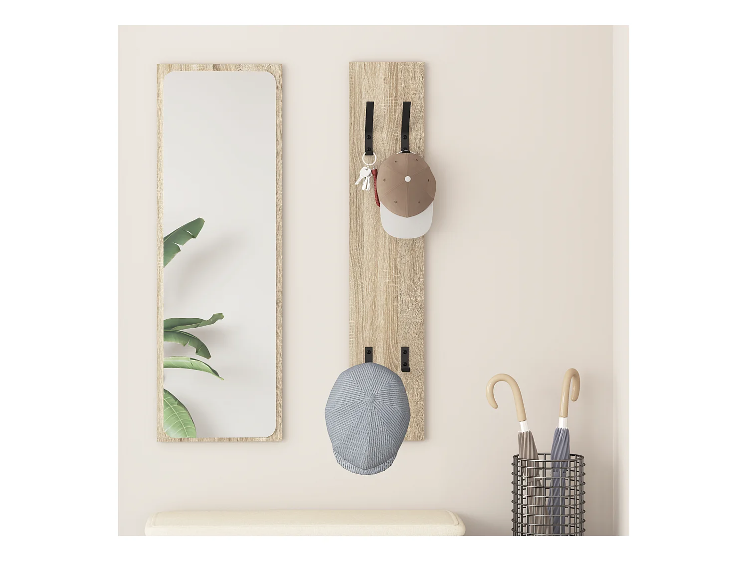 Appendiabiti da parete in rovere Sonoma 20 x 1,5 x 100 cm