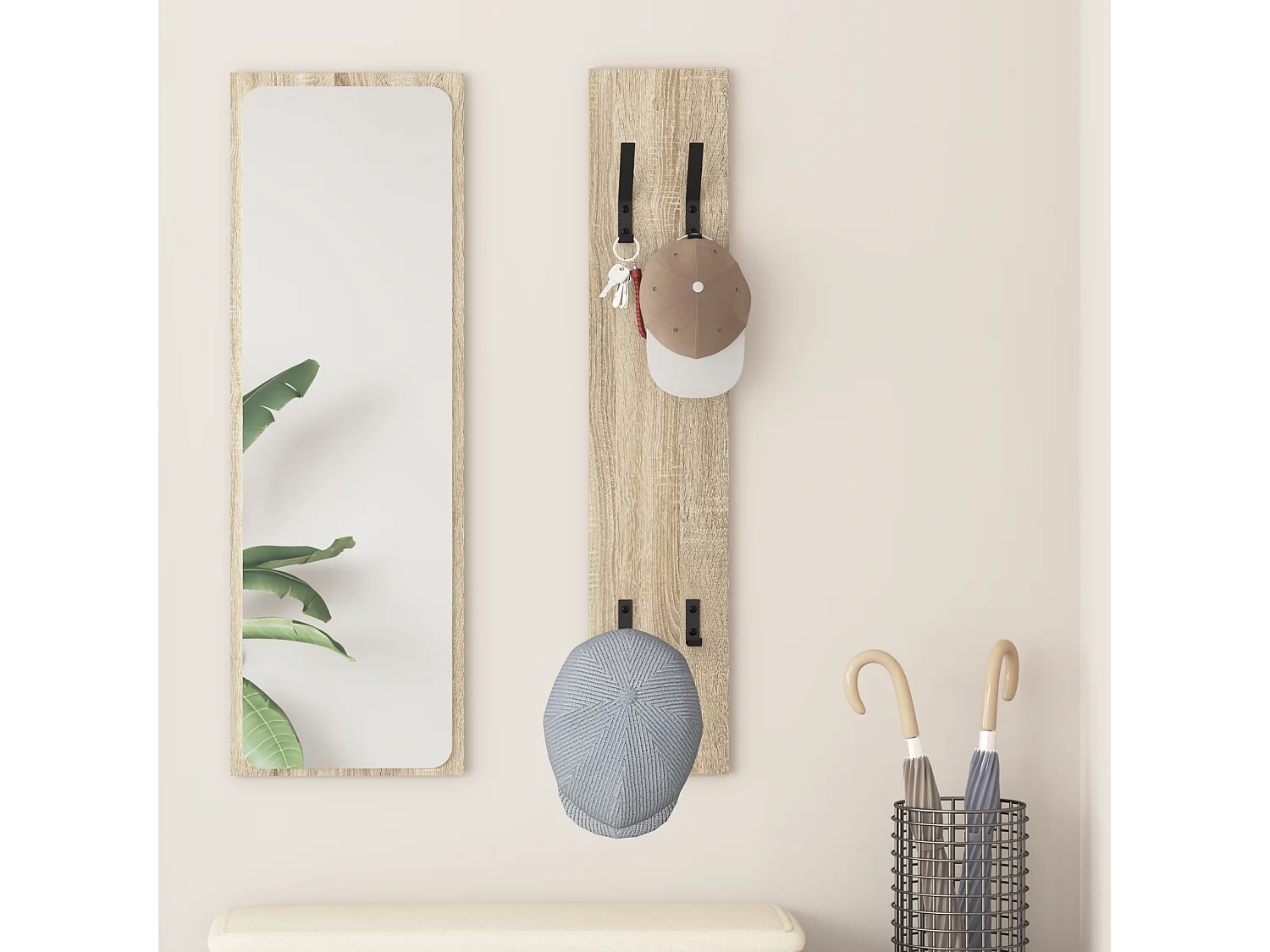 Wandgarderobe aus Sonoma-Eiche, 20 x 1,5 x 100 cm