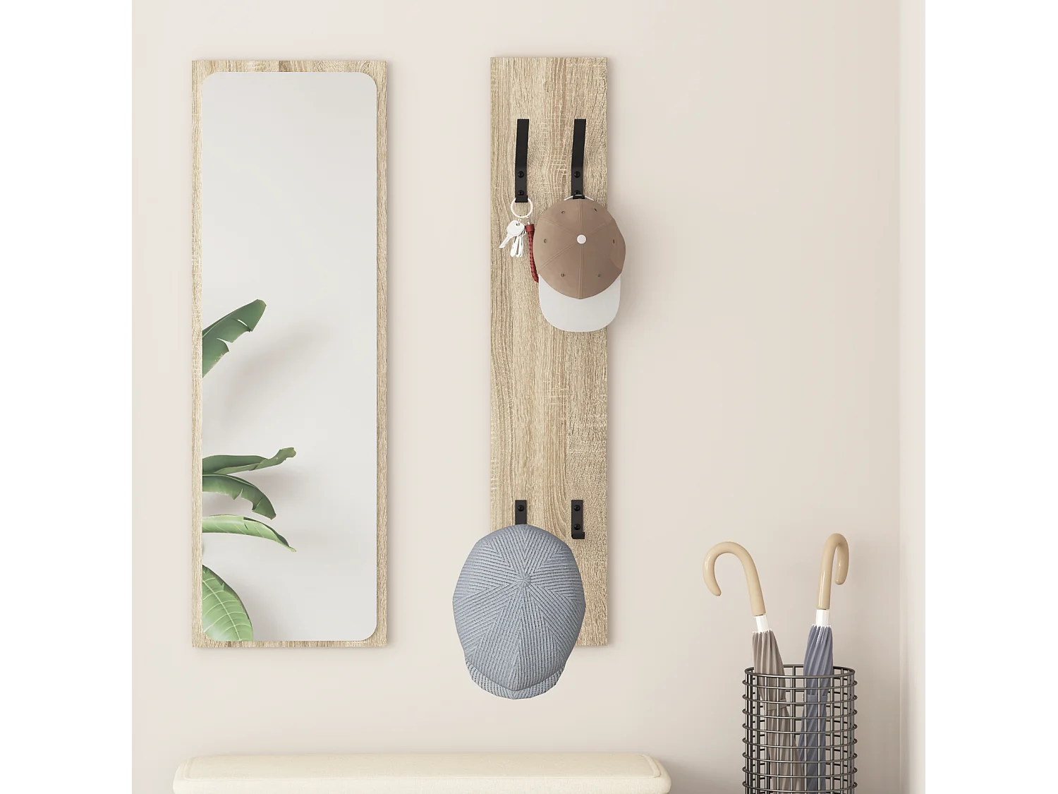 Porte-manteau mural Chêne sonoma 20 x 1.5 x 100 cm