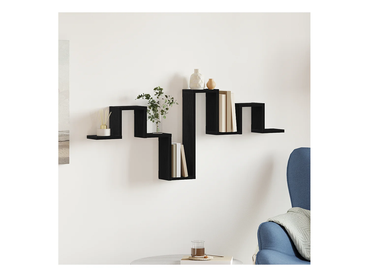 Mensola da parete in rovere nero 104,5x10x43 cm in legno ingegnerizzato