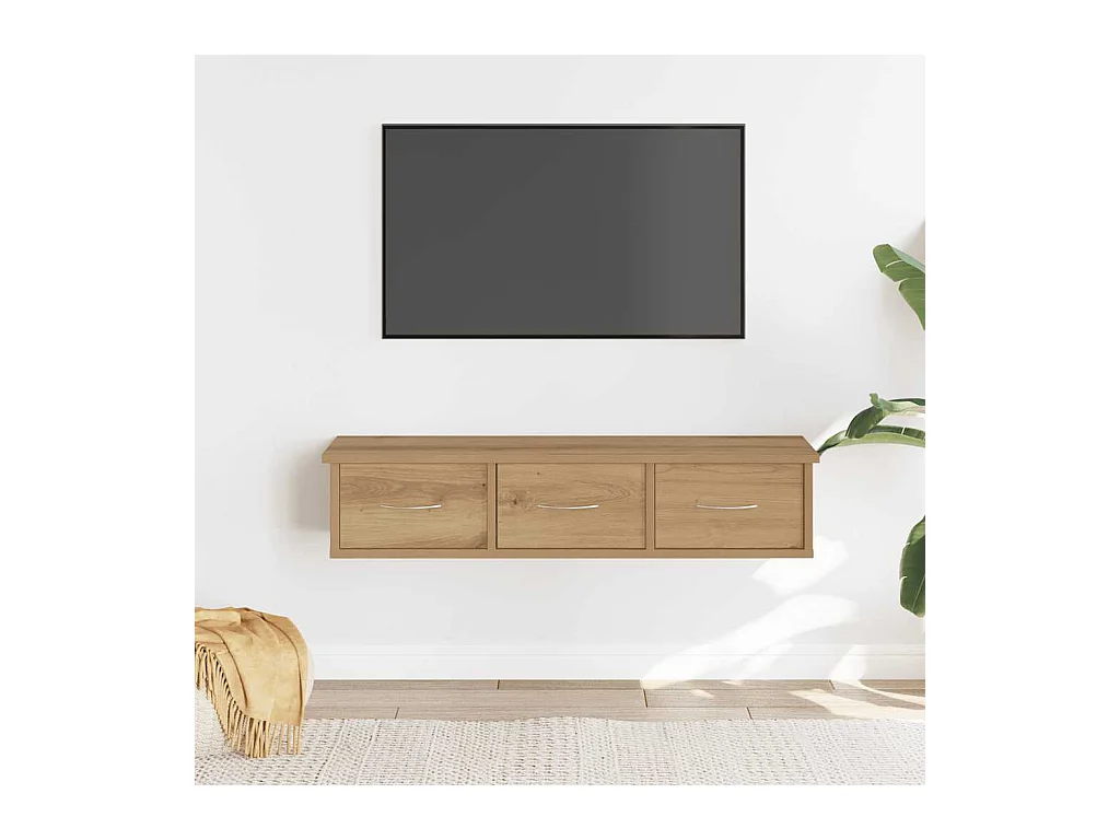 Mobiletto da parete in rovere fatto a mano 88x26x18,5 cm in legno ingegnerizzato