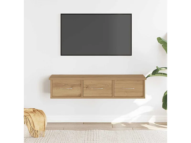 Armario de pared de roble artesanal 88x26x18,5 cm madera de ingeniería