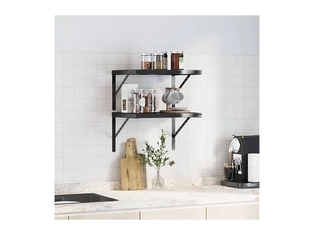 Étagères murales 2 pcs 50x40 cm noir acier inoxydable