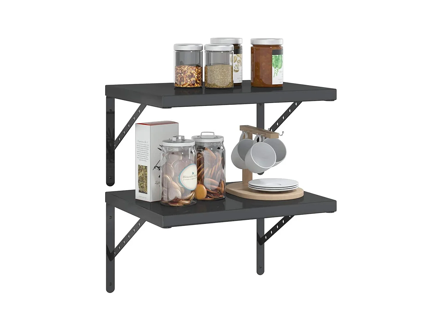 Étagères murales 2 pcs 50x40 cm noir acier inoxydable