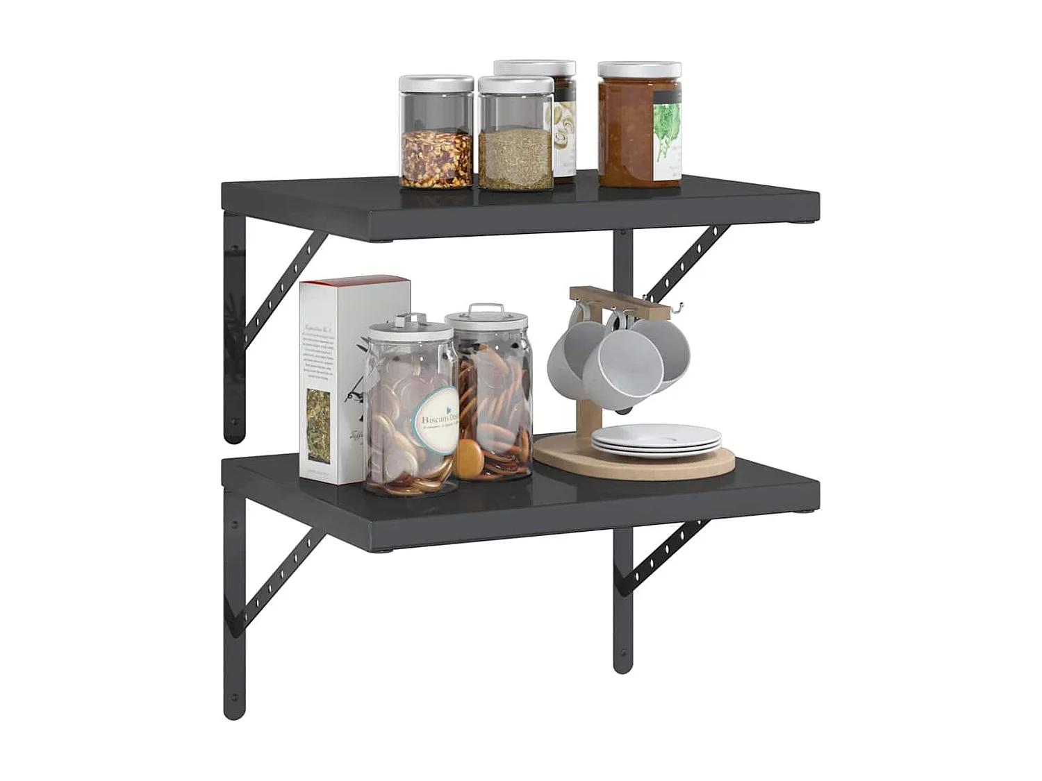 Étagères murales 2 pcs 50x40 cm noir acier inoxydable