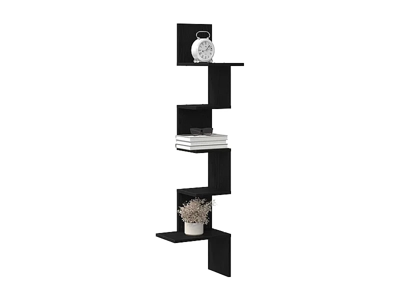 Étagère d'angle murale noir 32x32x127,5 cm bois d'ingénierie