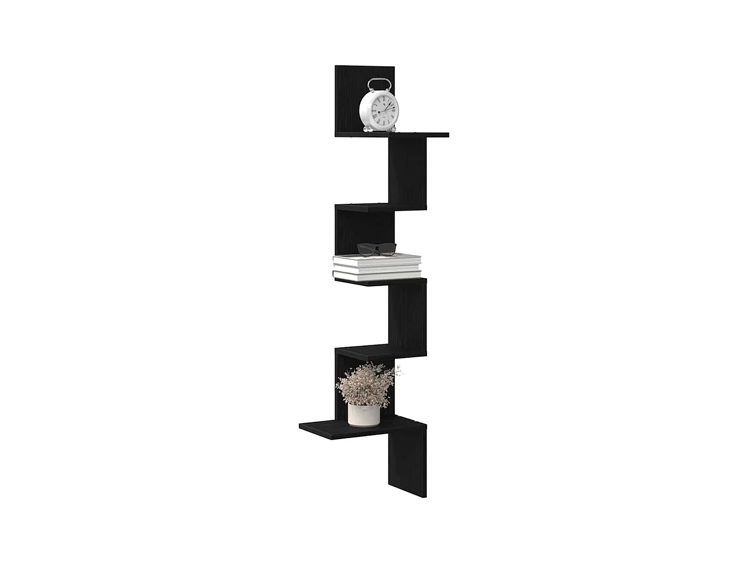 Étagère d'angle murale noir 32x32x127,5 cm bois d'ingénierie