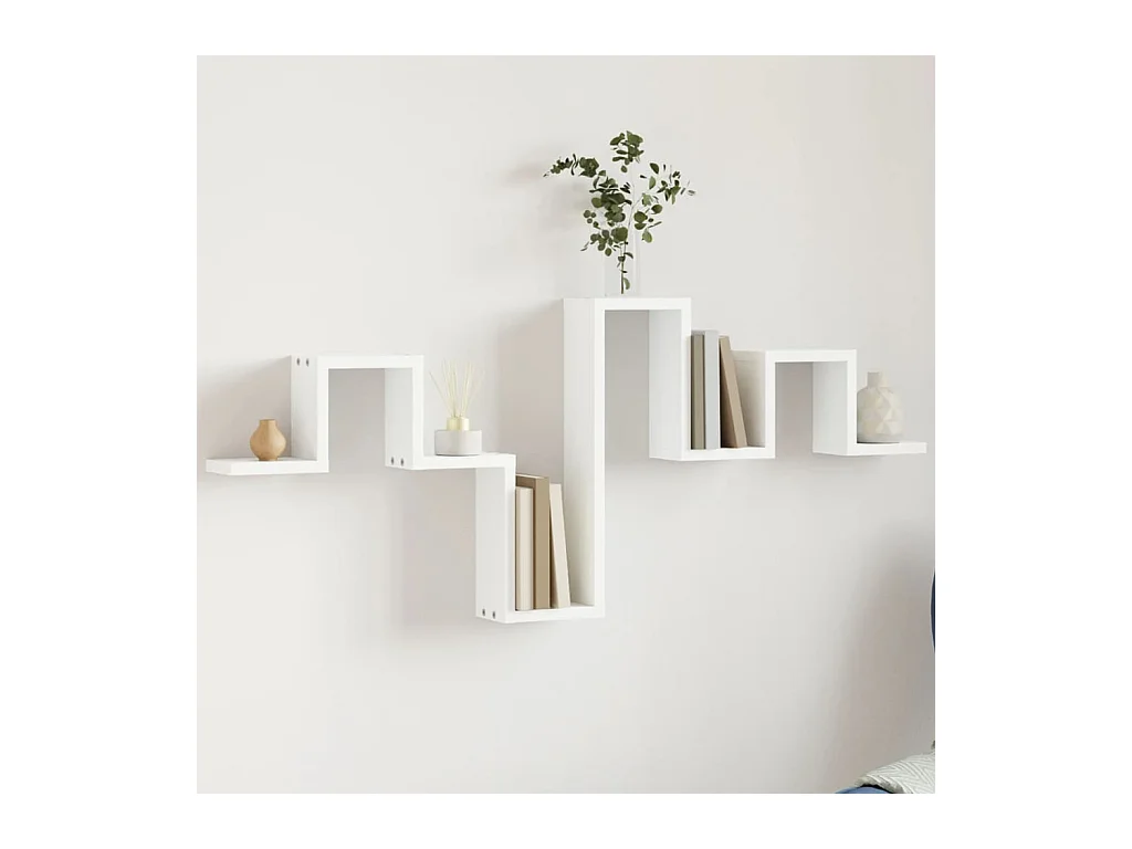 Witte wandplank 104,5x10x43 cm bewerkt hout