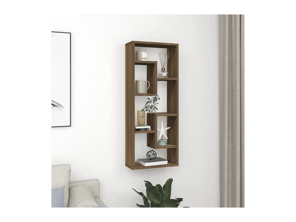 Mensola da parete Rovere marrone 36x16x90 cm Legno composito