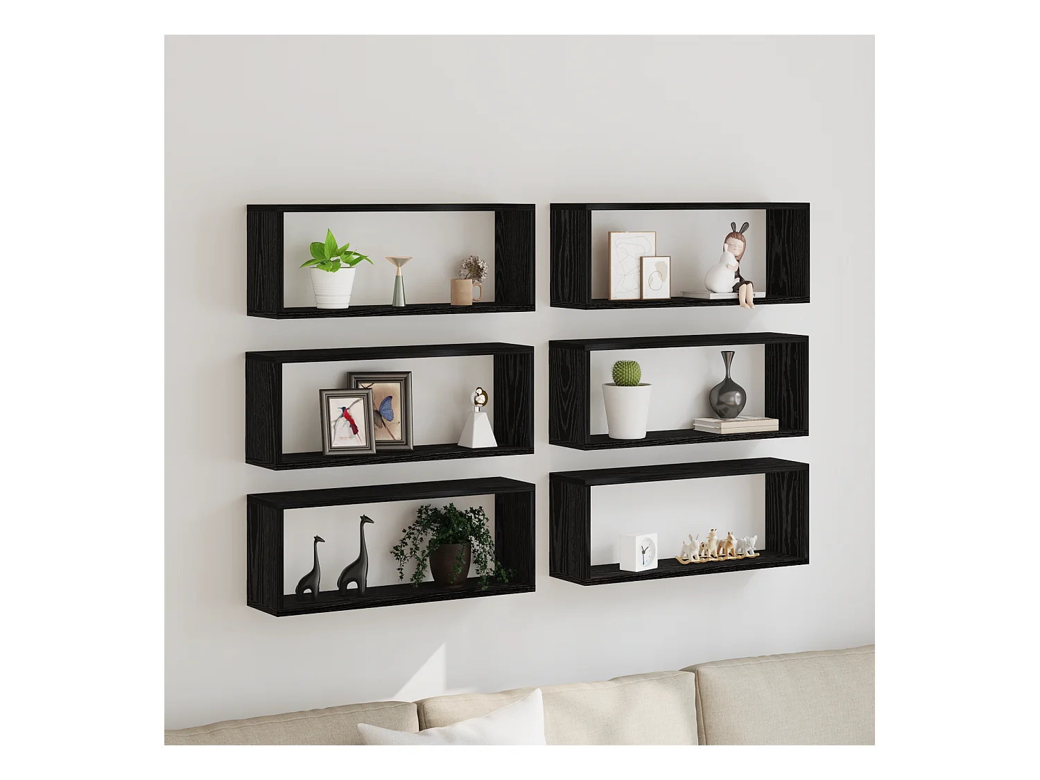 Étagères murales 6 pcs Chêne noir 60x15x23 cm Bois reconstitué