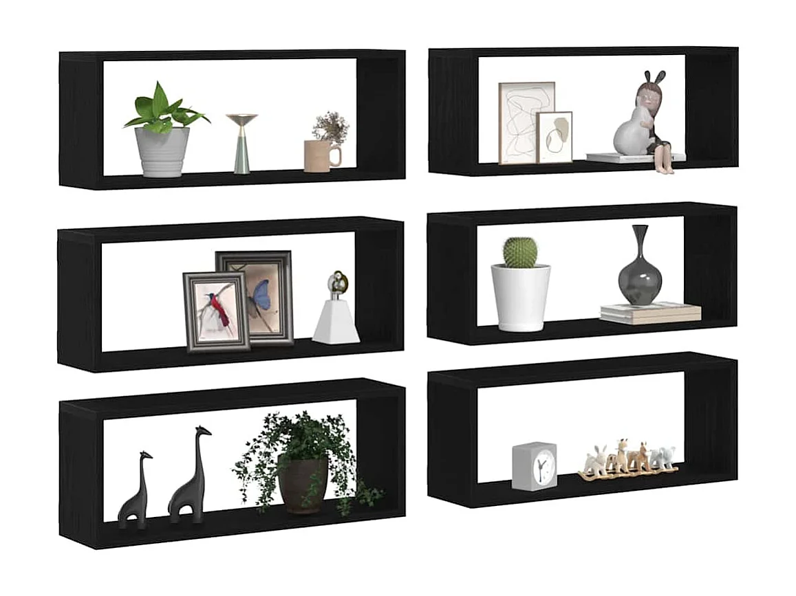 Étagères murales 6 pcs Chêne noir 60x15x23 cm Bois reconstitué
