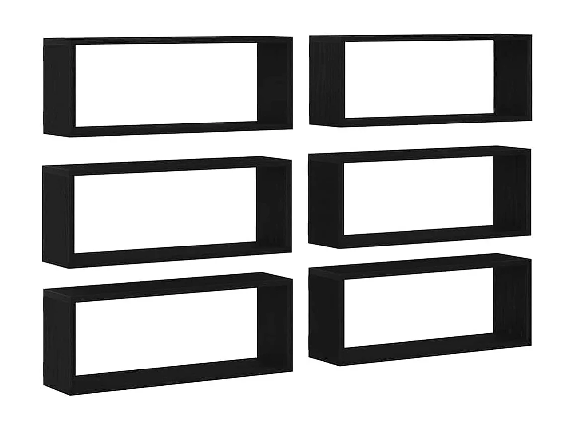 Étagères murales 6 pcs Chêne noir 60x15x23 cm Bois reconstitué