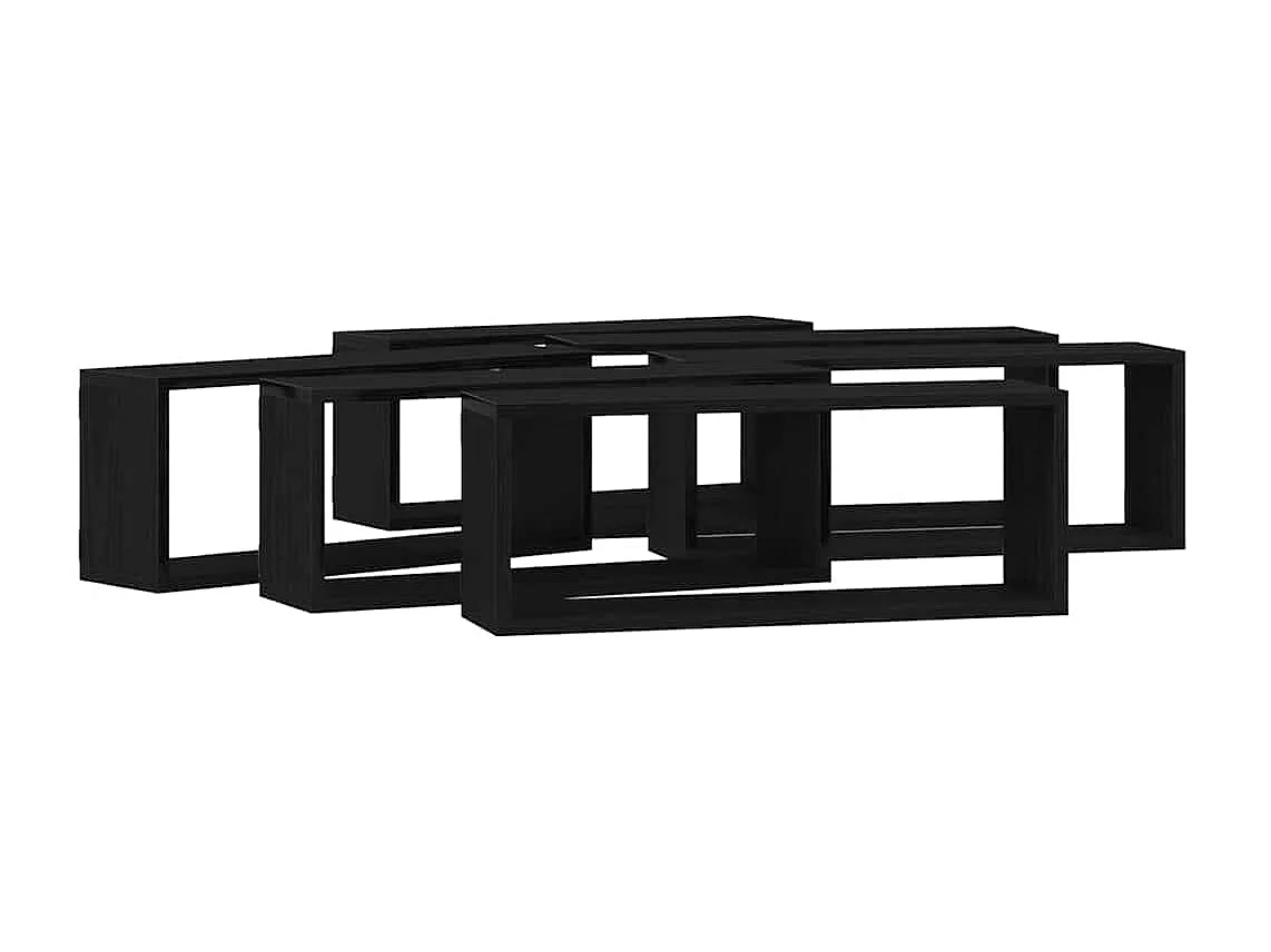 Wandplanken 6 stuks Zwarte eik 60x15x23 cm Gereconstrueerd hout
