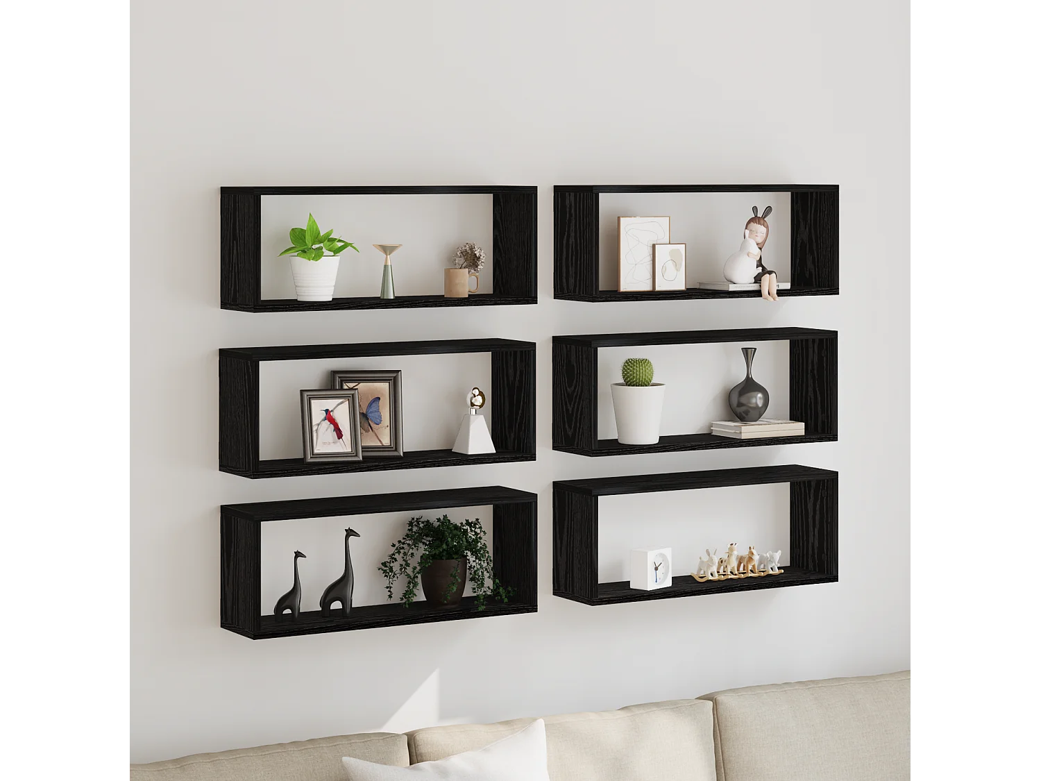 Wandregale 6 Stk. Schwarze Eiche 60x15x23 cm Rekonstituiertes Holz